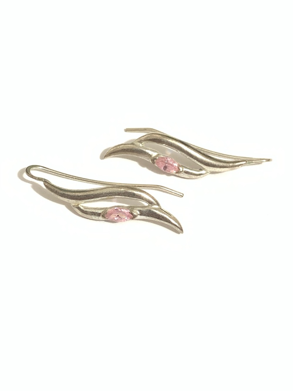 925 Sterling Silver Earrings with Pink Stone
